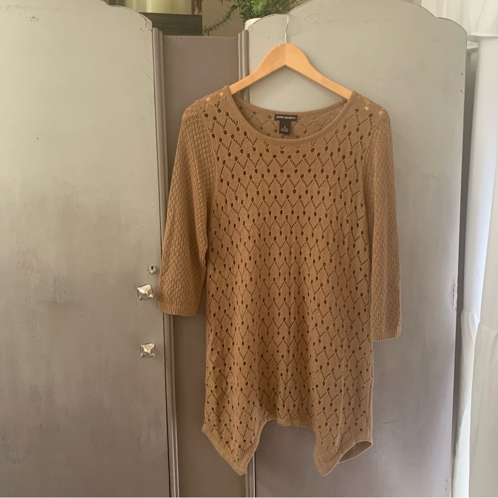 Lauren Michelle Tan Knit Tunic Sweater